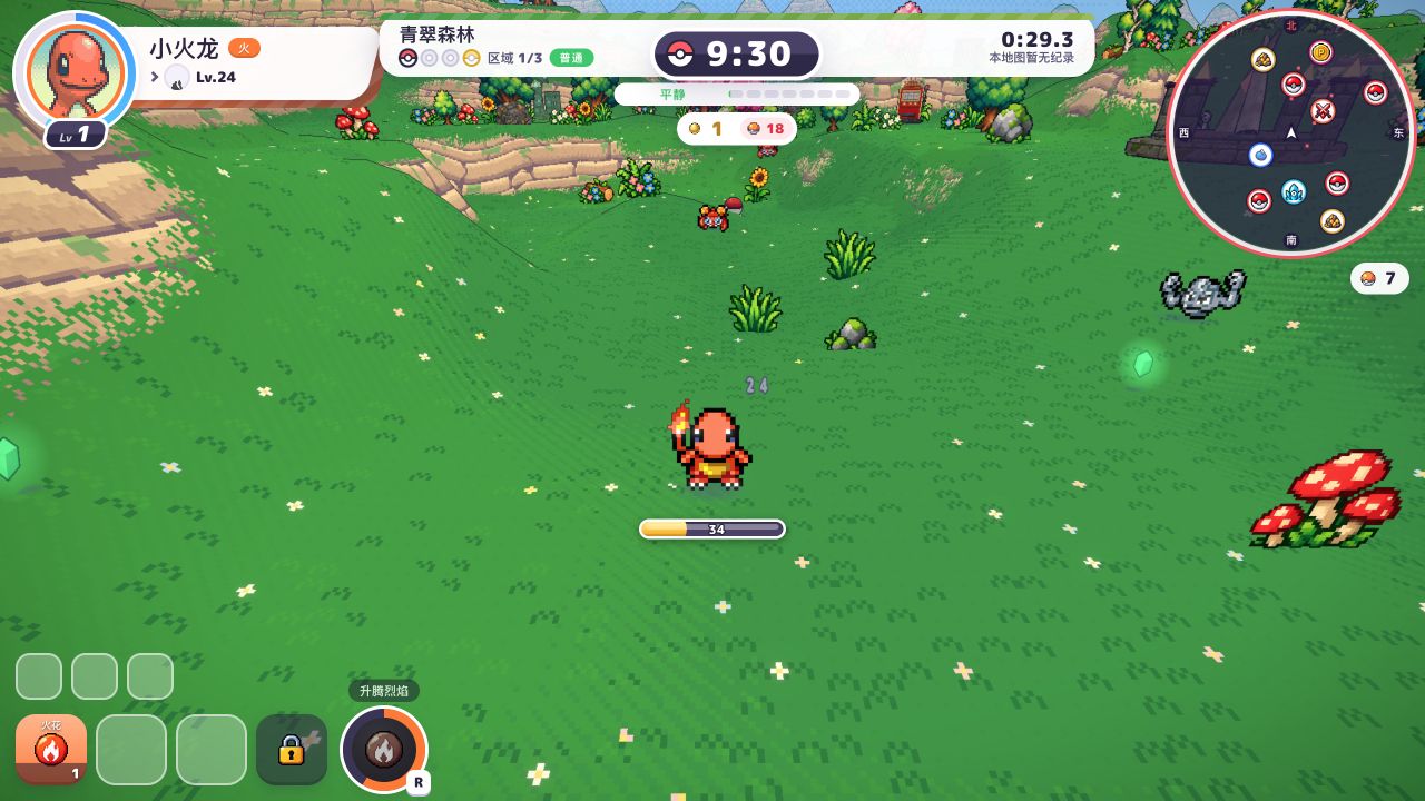 A PokeBonk character fighting monsters on the Viridian Forest map